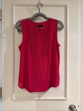 J. Crew Dark Pink Pleated Bib Sleeveless Camisole- NWT. Size Small